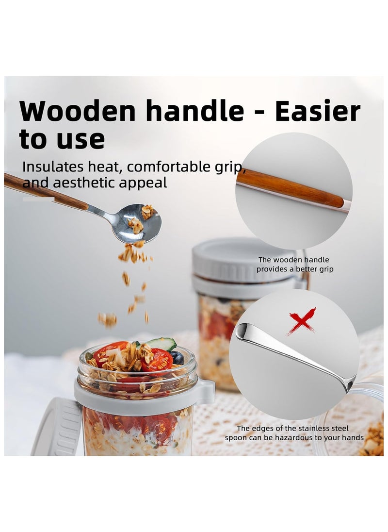 2-piece food can set,Blue and white 350ml glass cans,Sealed lid and spoon,Food storage container for salads,juices, snacks,Leak proof and microwave safe