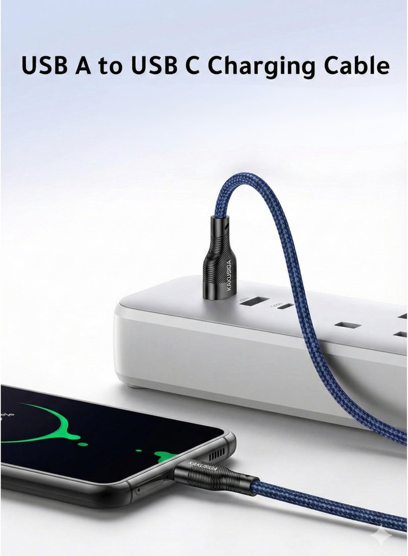 كاكوسيجا كابل Kakusiga USB إلى Type-C للشحن السريع 5 أمبير، بطول 0.5 متر، مصنوع من النايلون المضفر عالي الجودة، سلك بيانات USB-C متين وعالي السرعة، متوافق مع Samsung Galaxy وMacBook Pro وNintendo Switch وHuawei MateBook X Pro وiPad Mini 6 - Image 5