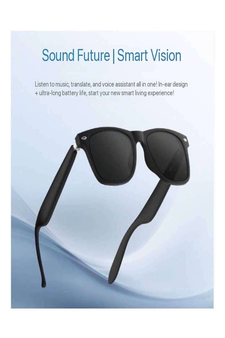 Smart Glasses, AI Bluetooth Glasses with Speaker, 144 Languages & Accents Real Time Translation, UV Protection AI Glasses with Bluetooth 5.4, Smart Sunglasses for Men & Woman (Noble Black) - Image 2