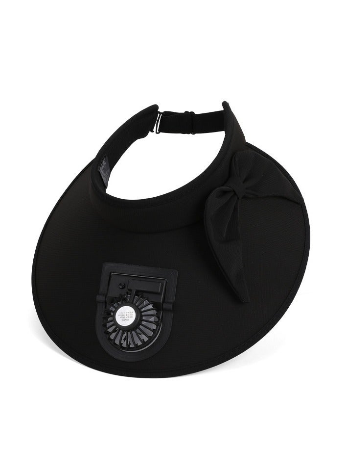 Generic Summer Women's Sun Hat with Built-in Rechargeable Fan - UV Protection, Breathable Open Top, Adjustable, Stylish Bow for Beach, Hiking and Outdoor Activities - ferrous - Image 2