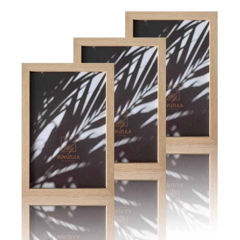 إطارات صور خشبية طبيعية VUVUZULA 3Pack 20 x 30 سم مع لوحات أكريليك وخطافات حائط