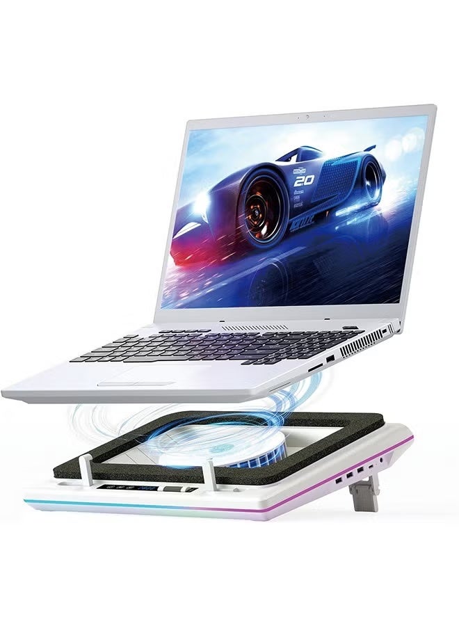 لانو وسادة تبريد للكمبيوتر المحمول من llano، باللون الأسود، ومروحة توربينية قوية، وRGB، والتحكم باللمس، وشاشة LCD، ورغوة الختم، 15-19 بوصة - Image 1