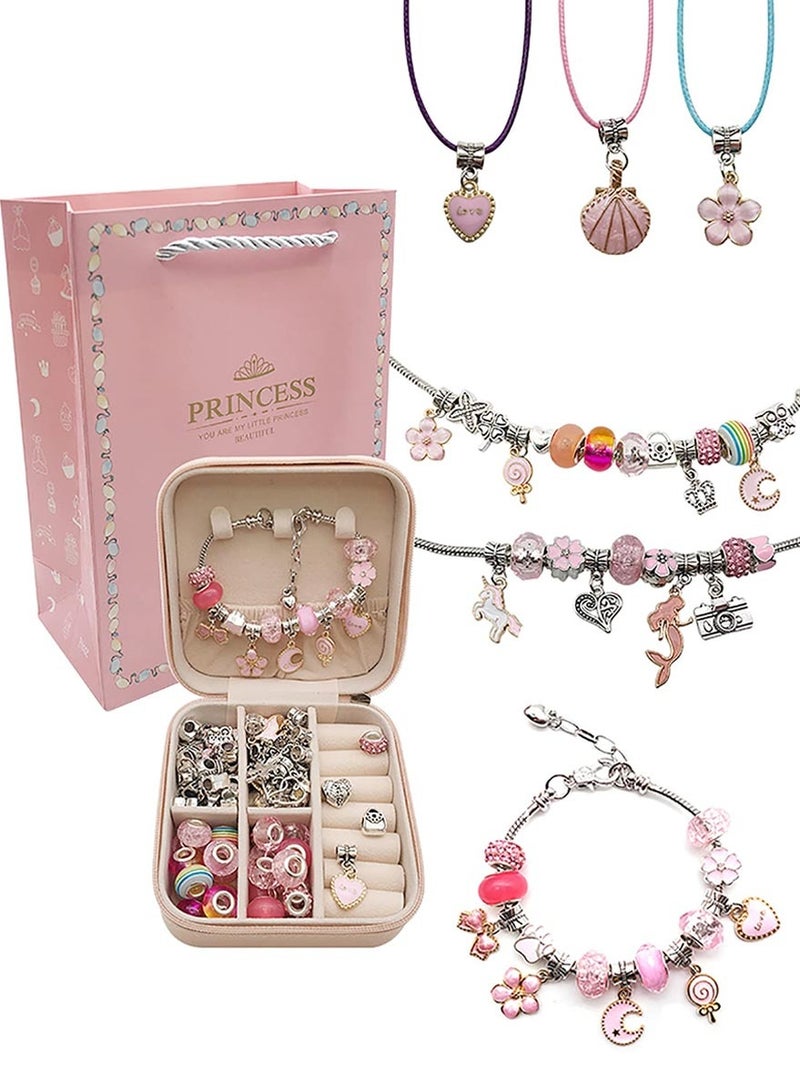 Omelo Bracelet Making Kit for Girls, 68PCS Charm Bracelets Kit with Jewelry Box, Jewelry Charms, Bracelets for DIY Craft, Bracelet Gift for Adults and Kids，Present For 6-12 Year Old Girl - Image 1