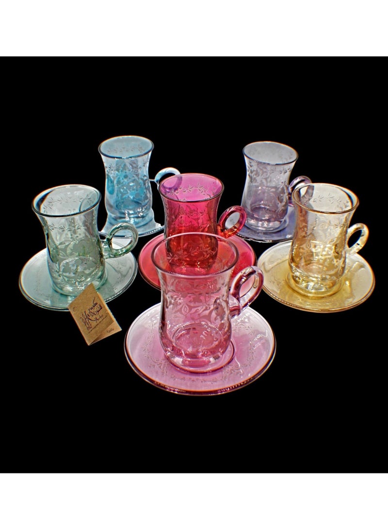 KuduArts Tea cups with saucer glass 6 pieces - Image 1