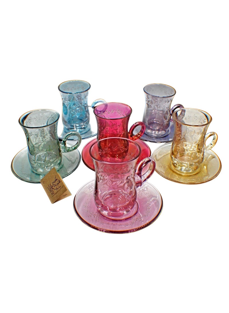 KuduArts Tea cups with saucer glass 6 pieces - Image 2
