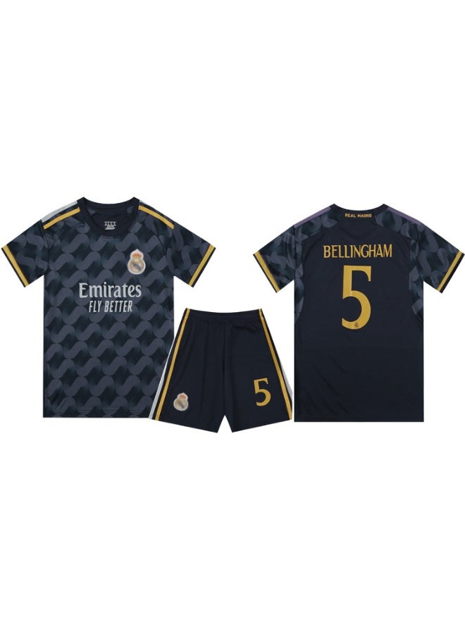 ريال مدريد 2023-2024 ريال مدريد بعيدا كرة القدم رياضية#5 بيلينجهام كرة القدم جيرسي السراويل دعوى الأطفال حجم هدية للجماهير والأصدقاء - Image 1