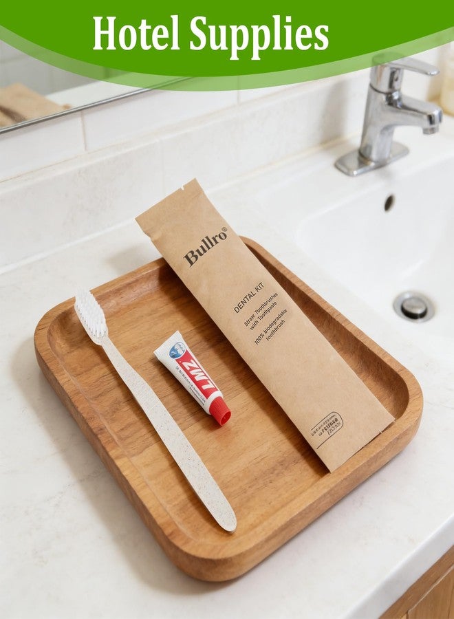 Bullro Disposable Wheat Straw Toothbrushes Kit - 50 Pcs Toothbrush and Toothpaste(6g) Bulk, Individually Wrapped Disposable Amenities for Hotel, Airbnb, Travel, Camping, Homeless & Guest Use - Image 5