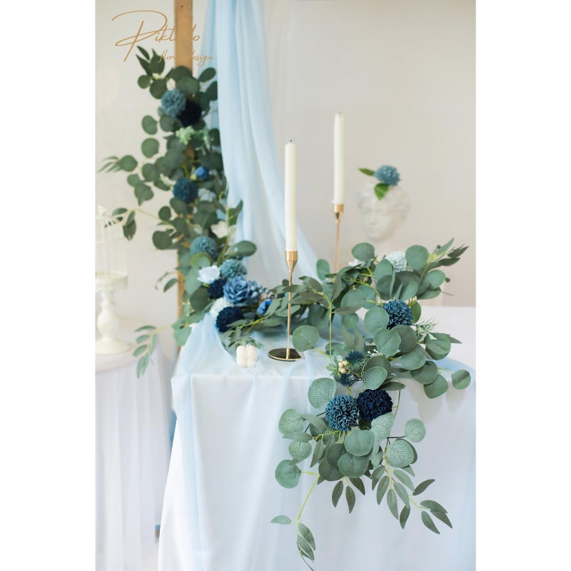 Piklado Artificial Wedding Dahlia Flowers 25 pcs Fake Roses with Stem for DIY Wedding Decor Centerpieces Arrangements Bouquets (Shades of Navy Blue) - Image 5