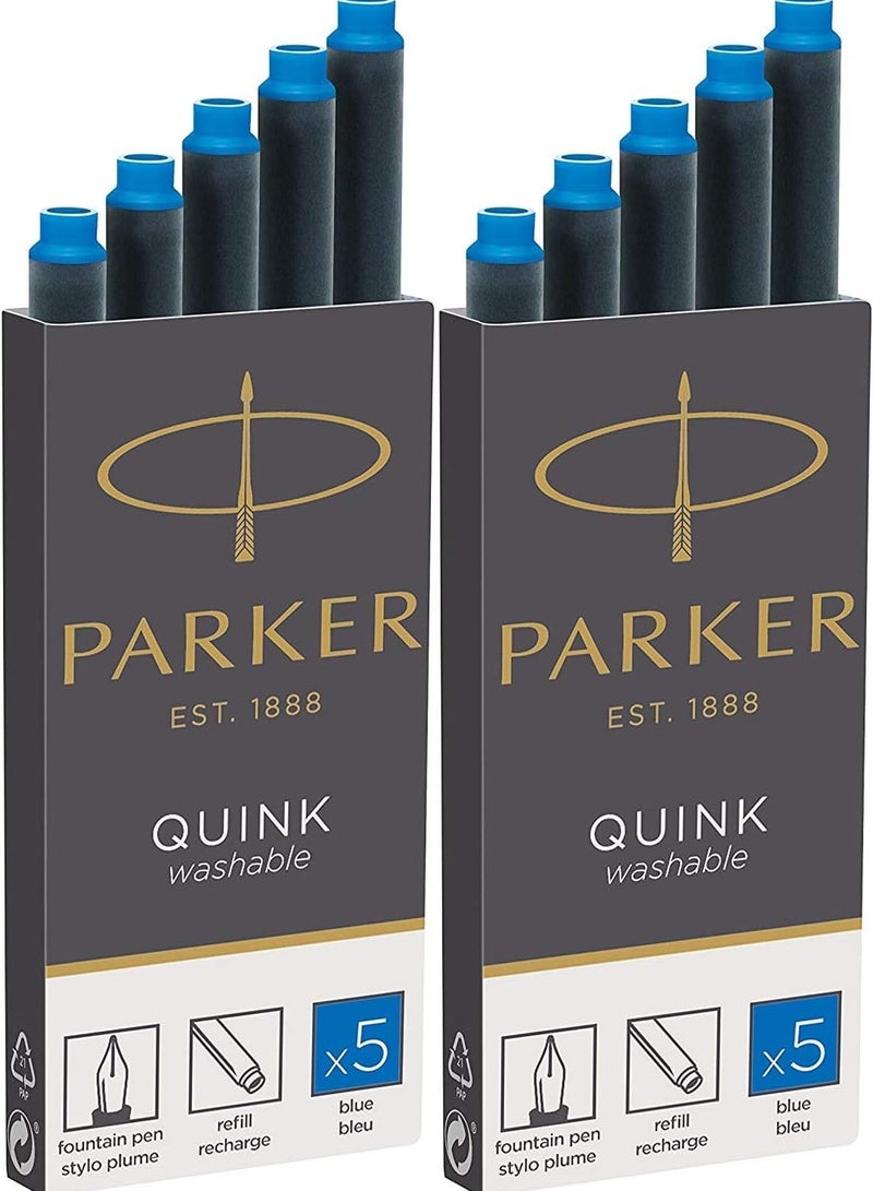 Parker Quink Ink Erasable Ink Cartridge Pack of 10 - Ultramarine Blue