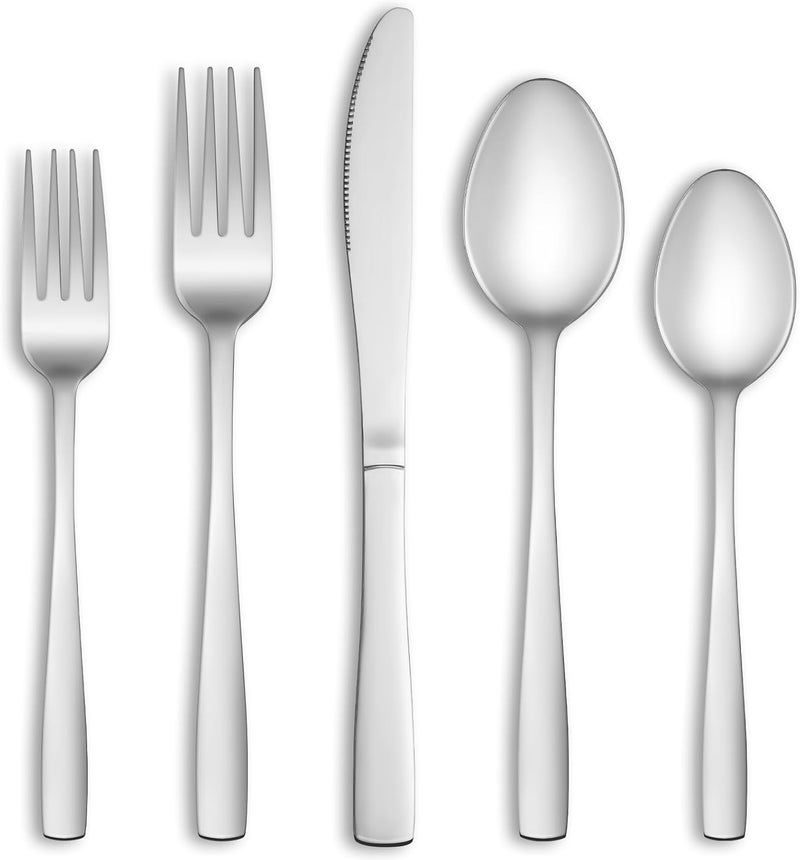 MUTNITT 60 Piece Silverware Set Service for 12Premium Stainless Steel Flatware SetMirror Polished Cutlery Utensil SetsDurable Home Kitchen Eating Tableware SetsInclude Fork Knife SpoonDishwasher Safe - Image 1