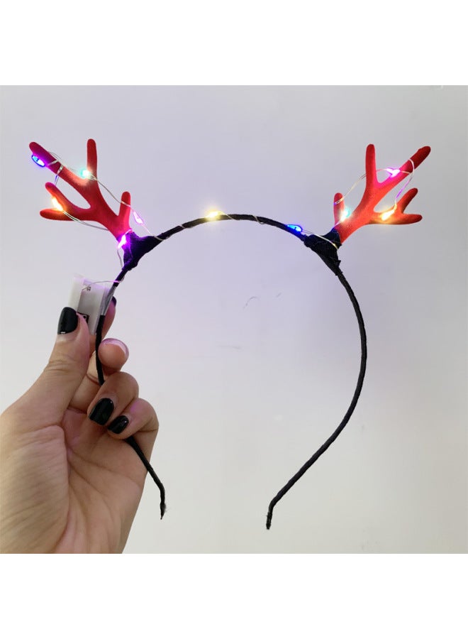Stall Toy Night Market Explosions Luminous Headband Stall With Light Small Gift Headwear Cat Ear Rabbit Ear Headband Bar-Color:10 Lights Antlers Mixed Color - Image 1