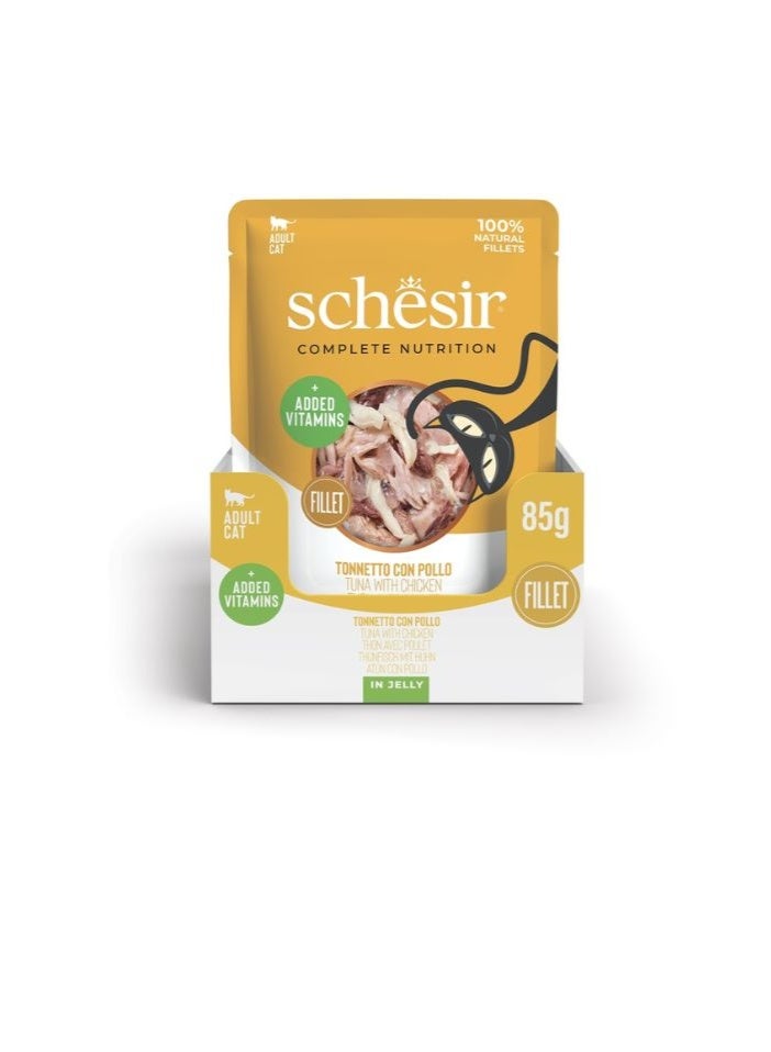 شيسر شيسير طعام رطب للقطط متكامل ومتوازن في عبوة جيلي – تونة مع دجاج 85 جم [الحد الأدنى للطلب: 12 قطعة] - Image 4