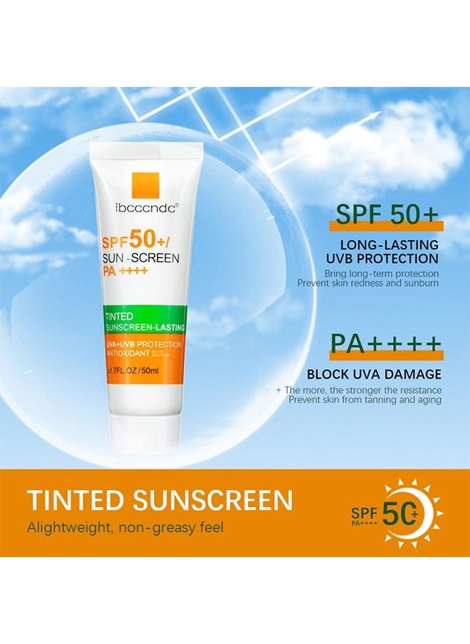 ibcccndc - Tinted Sunscreen with SPF 50 | Hydrating Mineral Sunscreen With Zinc Oxide & Titanium Dioxide | Sheer Tint for Healthy Glow, Suitable for Sensitive Skin - Image 1