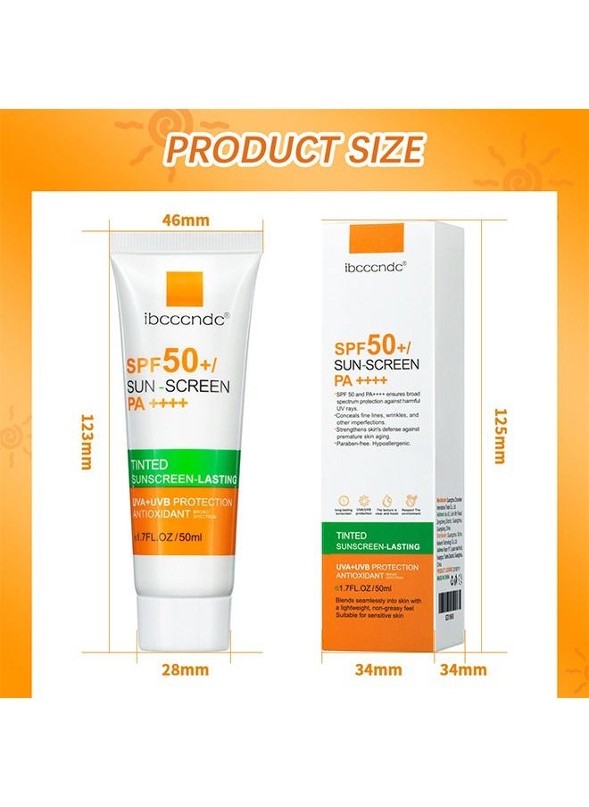 ibcccndc - Tinted Sunscreen with SPF 50 | Hydrating Mineral Sunscreen With Zinc Oxide & Titanium Dioxide | Sheer Tint for Healthy Glow, Suitable for Sensitive Skin - Image 1
