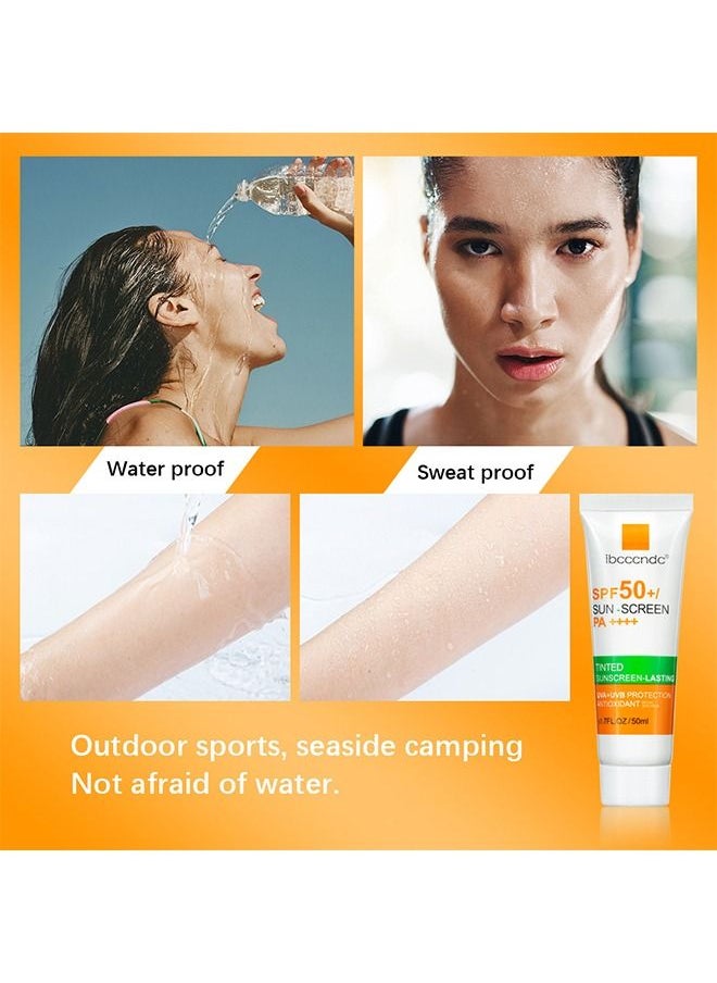 ibcccndc - Tinted Sunscreen with SPF 50 | Hydrating Mineral Sunscreen With Zinc Oxide & Titanium Dioxide | Sheer Tint for Healthy Glow, Suitable for Sensitive Skin - Image 1