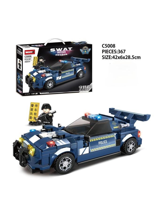 Building Blocks Toys Special Police Team Armored Car Military Model Assembled Toys Men's Gift Assembled Toy Car-Color:Road Guardian-road Inspection Police Car#5008  - Image 1