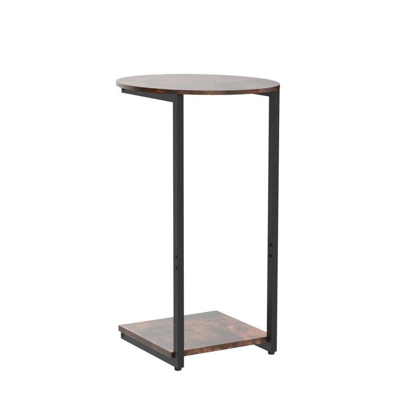 Hosfais Side Table Small End Table, C-Shaped Wood Sofa Table with Metal Frame for Living Room, Bedroom, Small Spaces (Rustic Brown) - Image 4
