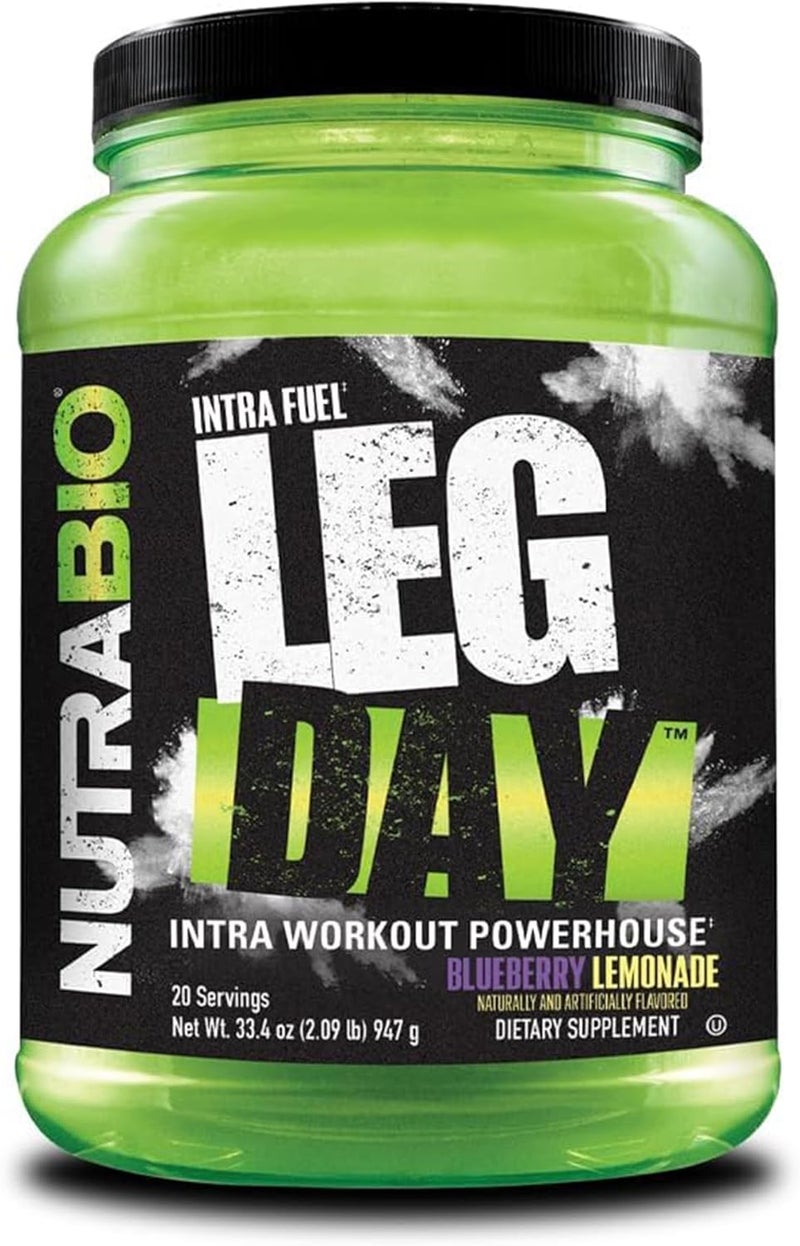 NutraBio Leg Day Intra Workout Powder  Advanced Carb Supplement with Cluster Dextrin  Electrolytes  Carb Powder with EAAsBCAAs  Cyclic Dextrin for Performance  Blueberry Lemonade 20 Servings - Image 1