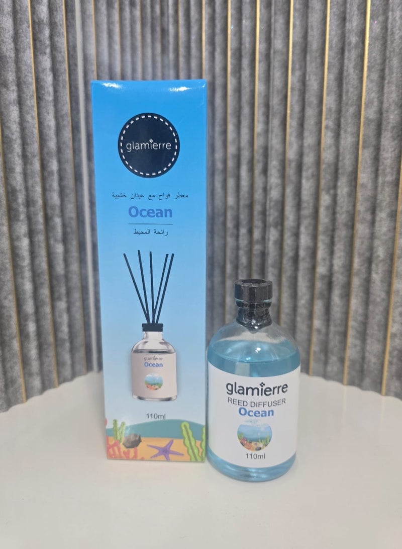 جلامير موزع عطور مع اعواد خشبية 110ملي برائحة ( المحيط  - الفانيليا ) - Image 3