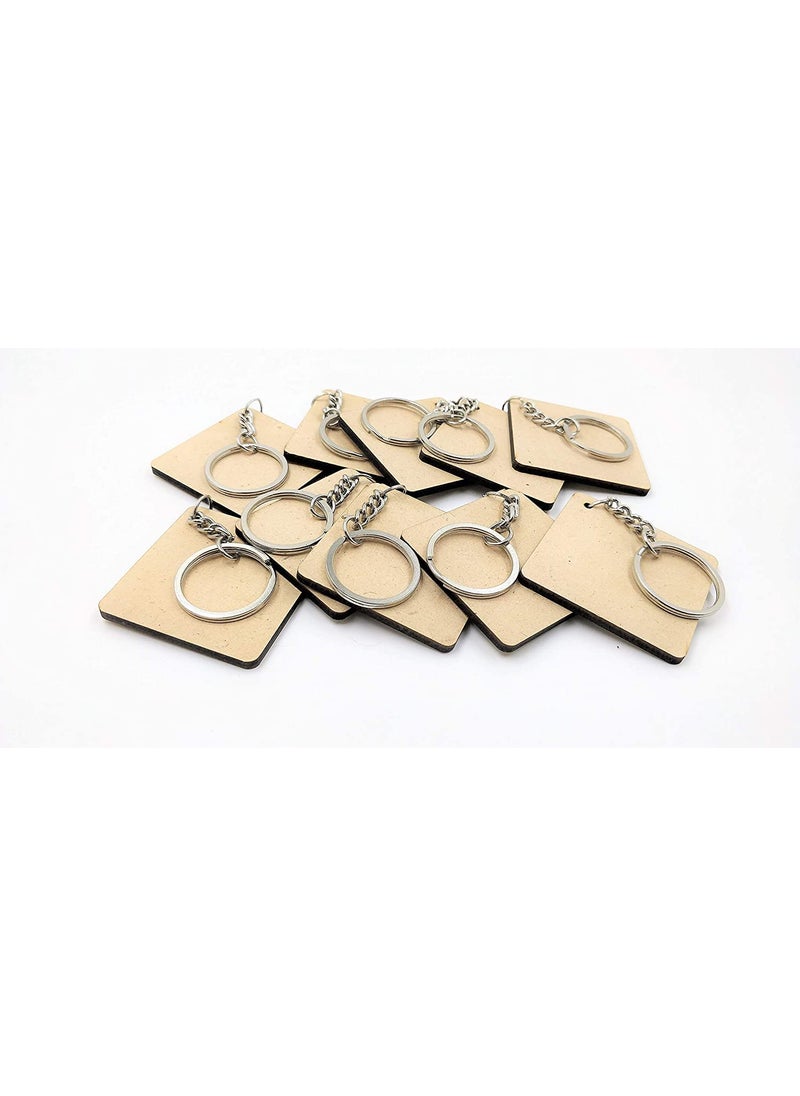 Maitri Maitri 40 Pcs Square Shape Key Chains with Ring 50 x 50 mm Mandala Art MDF Board Suitable for Decoupage MDF Art and Craft It is Suitable for All Type of Craft and Painting Activities 