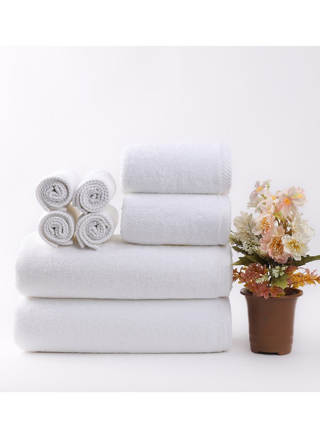 White Rose مجموعة مناشف بيضاء 8 قطع، 100% قطن ممتاز 600 جرام بالمتر المربع جودة فائقة، سريعة الجفاف عالية الامتصاص مناشف حمام فاخرة ناعمة للفنادق للحمام والسبا، تتضمن مجموعة المناشف 2 مناشف حمام (70x140 سم)، 2 مناشف يد (40x70 سم)، 4 قماشات غسيل (33x33 سم) بيضاء  - Image 1