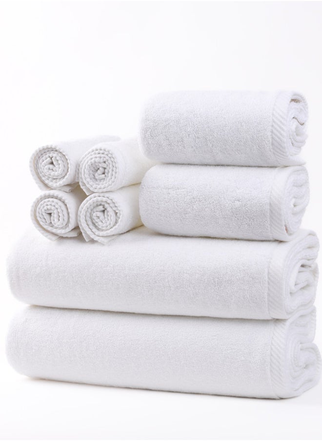 White Rose مجموعة مناشف بيضاء 8 قطع، 100% قطن ممتاز 600 جرام بالمتر المربع جودة فائقة، سريعة الجفاف عالية الامتصاص مناشف حمام فاخرة ناعمة للفنادق للحمام والسبا، تتضمن مجموعة المناشف 2 مناشف حمام (70x140 سم)، 2 مناشف يد (40x70 سم)، 4 قماشات غسيل (33x33 سم) بيضاء  - Image 3