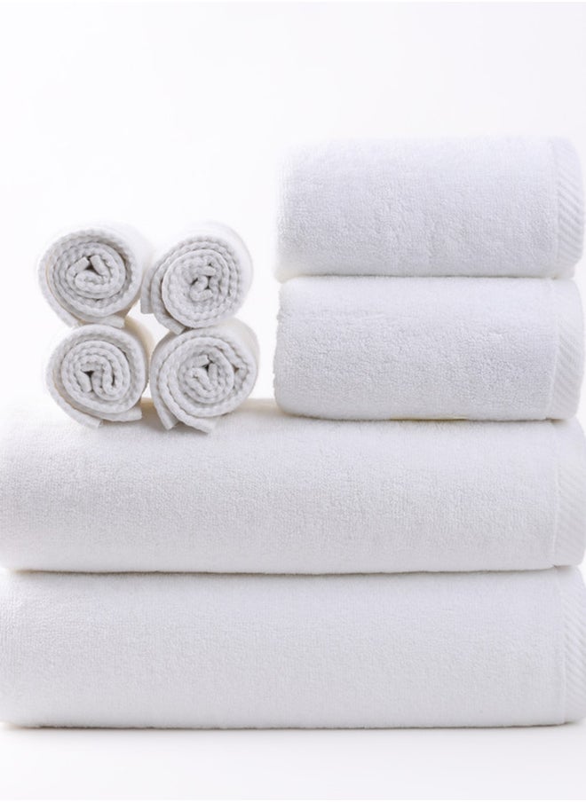 White Rose مجموعة مناشف بيضاء 8 قطع، 100% قطن ممتاز 600 جرام بالمتر المربع جودة فائقة، سريعة الجفاف عالية الامتصاص مناشف حمام فاخرة ناعمة للفنادق للحمام والسبا، تتضمن مجموعة المناشف 2 مناشف حمام (70x140 سم)، 2 مناشف يد (40x70 سم)، 4 قماشات غسيل (33x33 سم) بيضاء  - Image 2