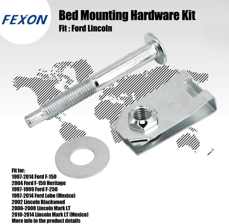 FEXON Truck Bed Mounting Hardware Kit - Set of 6 Bolts, Washers, Captured Nuts for Ford F-150 & Lincoln Mark LT - Image 3