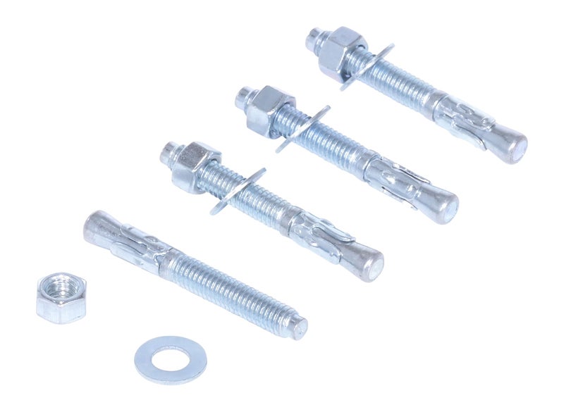 Vestil AS-383-4PK Steel Concrete Sleeve Anchor Bolts 4 Pack 3/8 In. x 3 In. Silver - Image 1
