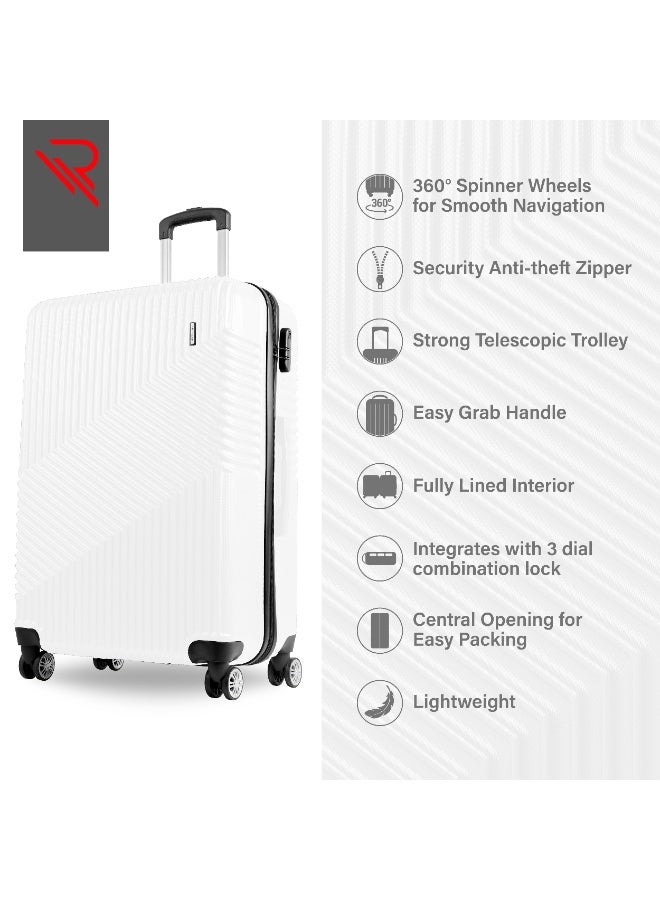 Reflection ABS Luggage Set of 3, Lightweight & 360° Silent Wheels Suitcase, ABS Hard Luggage Trolley, Travel Luggage with Spinner Wheels  (3pc Set, White) - Image 4