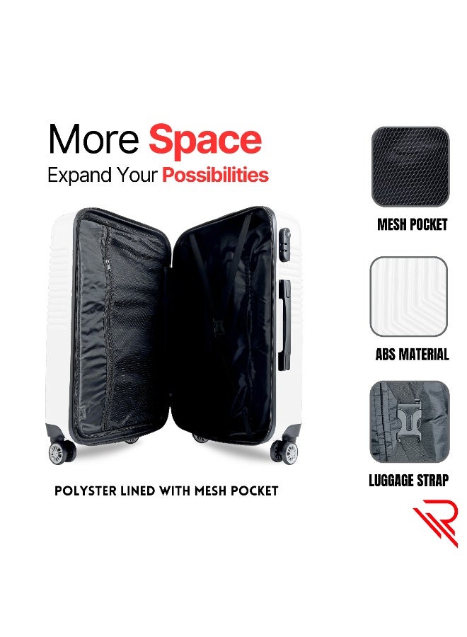 Reflection ABS Luggage Set of 3, Lightweight & 360° Silent Wheels Suitcase, ABS Hard Luggage Trolley, Travel Luggage with Spinner Wheels  (3pc Set, White) - Image 3