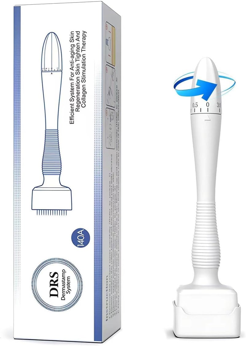 أداة ديرما على شكل ختم قابلة للتعديل مكونة من 140 إبرة تيتانيوم، بديل ديرما رولر، قلم ميكرونيدل قابل لإعادة الاستخدام مع غطاء إبرة، أدوات العناية بالبشرة للوجه والجسم وشعر اللحية - Image 1