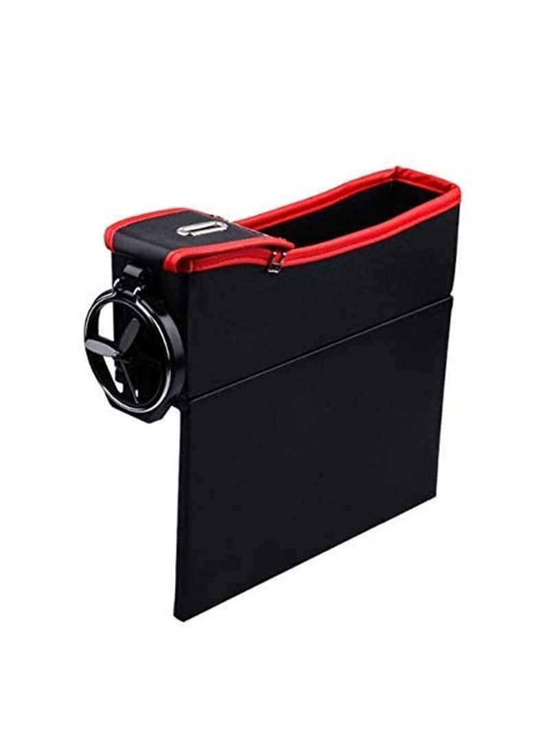 Car Seat Gap Filler 2 Pack Multifunctional Car Seat Organizer with Cup Holder Car Console Side Organizer for Cellphones/ Wallets/ Keys/ Coin/ Cards/ Sunglasses/ Passenger Side & Driver Side - Image 3