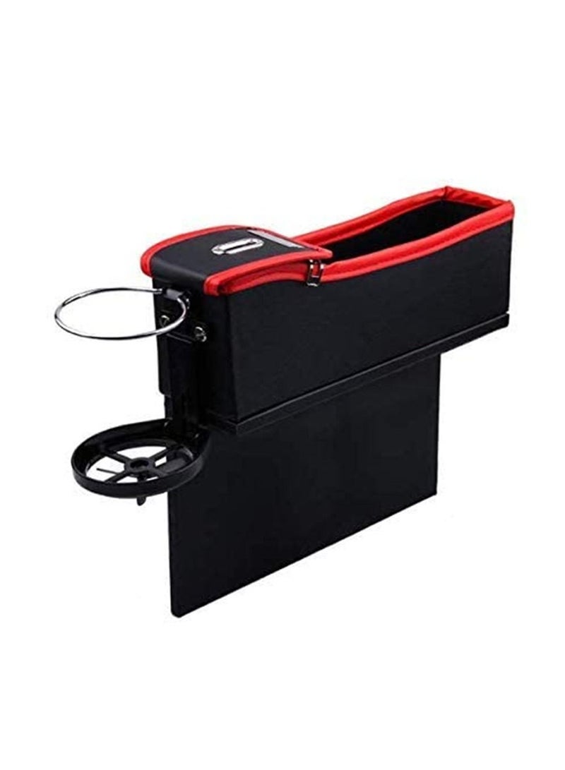 Car Seat Gap Filler 2 Pack Multifunctional Car Seat Organizer with Cup Holder Car Console Side Organizer for Cellphones/ Wallets/ Keys/ Coin/ Cards/ Sunglasses/ Passenger Side & Driver Side - Image 2