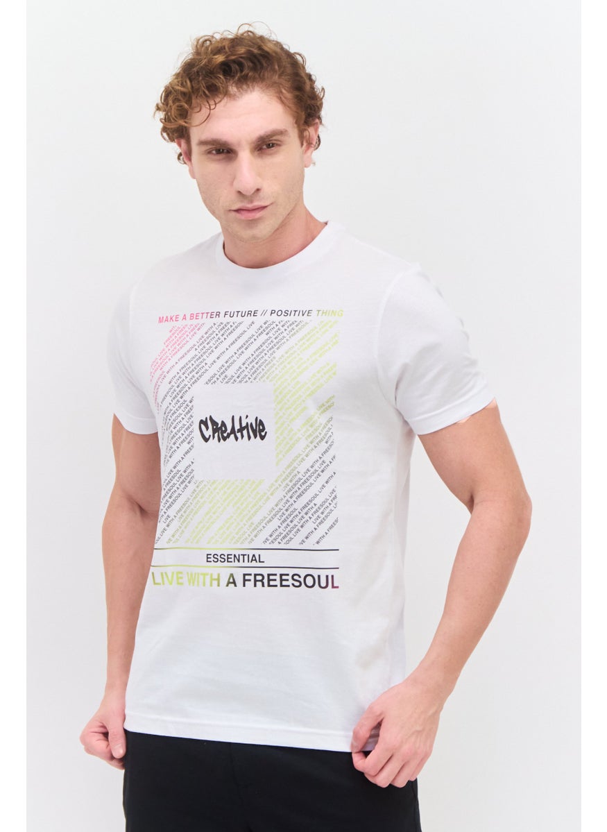 Free Soul Men Crew Neck Short Sleeve Graphic Printed T-Shirt, White  - Image 1