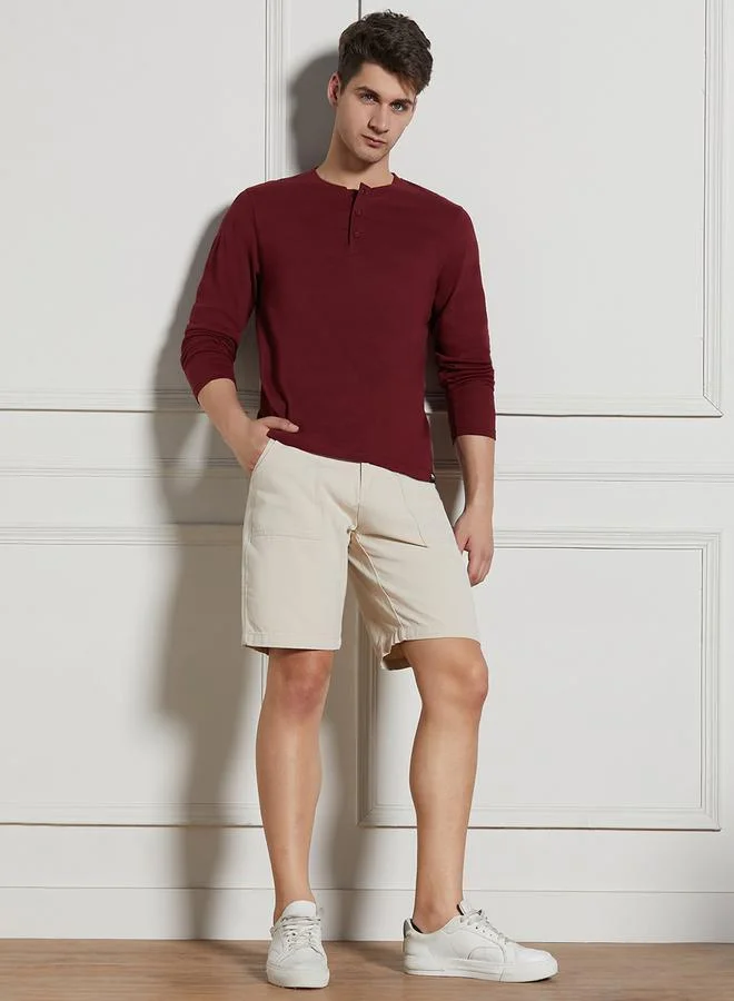 Dennis Lingo Solid Relaxed Fit Shorts with Belt Loops by Styli