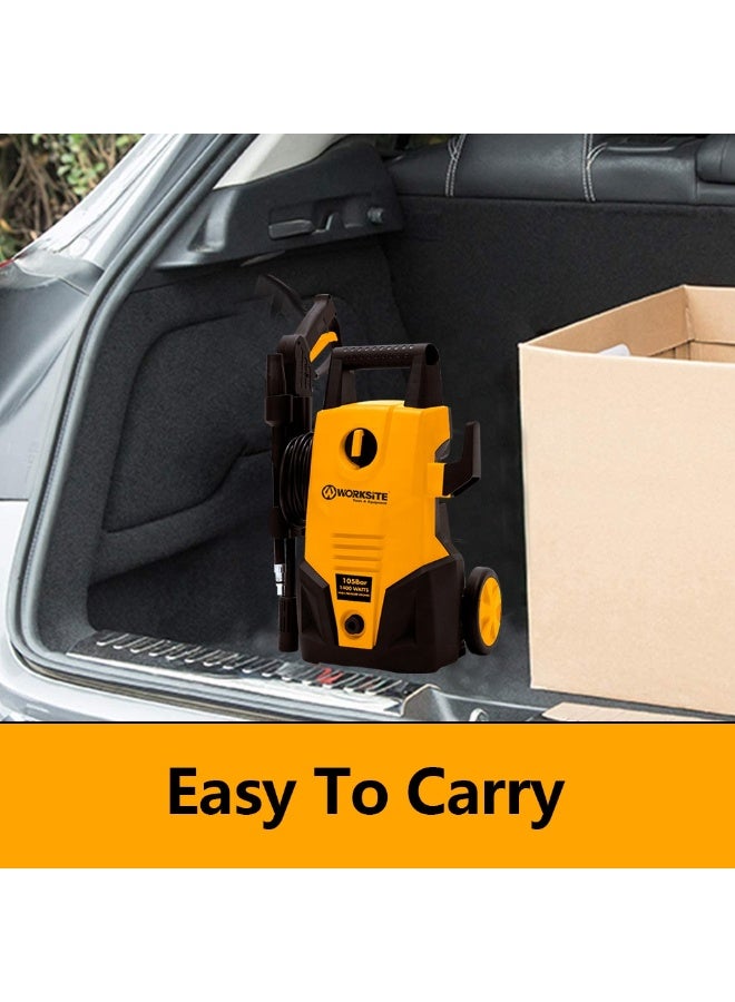 WORKSITE HIGH PRESSURE WASHER 1400W WITH BRUSH MOTOR 105BAR PRESSURE WITH 5.5L/MIN FLOW - Image 3