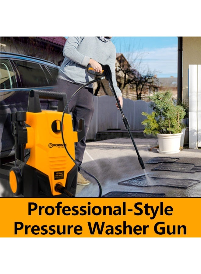 WORKSITE HIGH PRESSURE WASHER 1400W WITH BRUSH MOTOR 105BAR PRESSURE WITH 5.5L/MIN FLOW - Image 4
