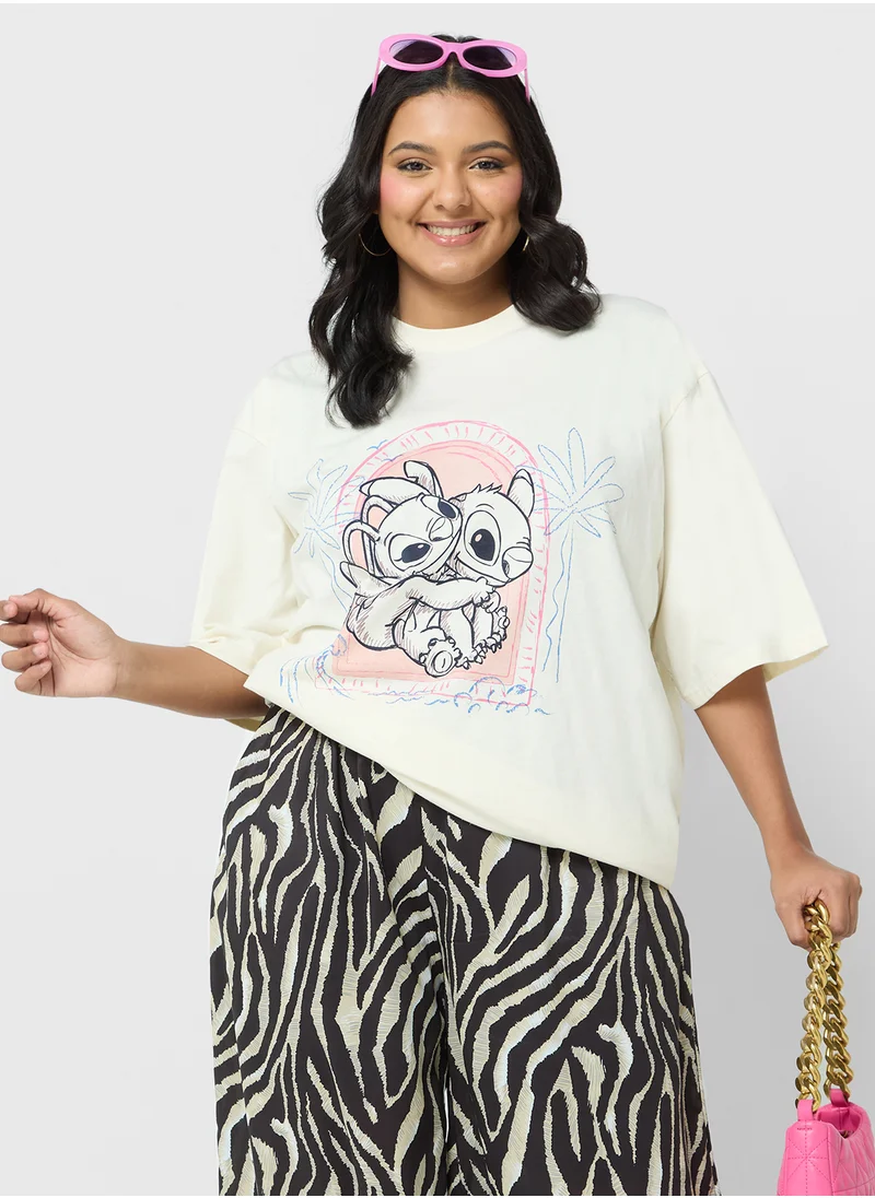 Disney Stitch Plus Size Oversize Graphic T-Shirt