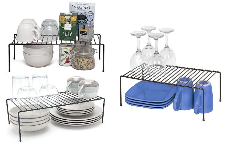 CR18 COLLECTION Black Stainless Steel Multipurpose Dish Rack,Storage Shelves for Kitchen Cabinets,Plate Stand,Utensil Rack (Black Pack of 3), Free Standing, Corner Shelf - Image 1
