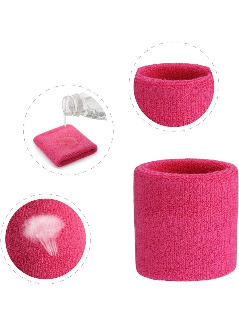 Joker Sweatproof Terry Cloth Moisture Wicking Hand and Wrist Wrap Set for Workout Basketball Pink - Image 4