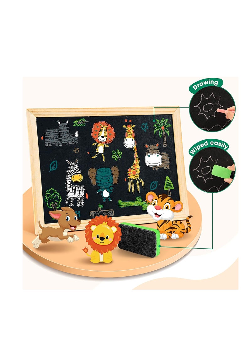 Generic Cool Joy 100+ Pieces Wooden Magnetic Jigsaw Puzzle with Chalkboard Stand Double Sided Educational Toys for Kids Girls Ages 3+ - Image 3