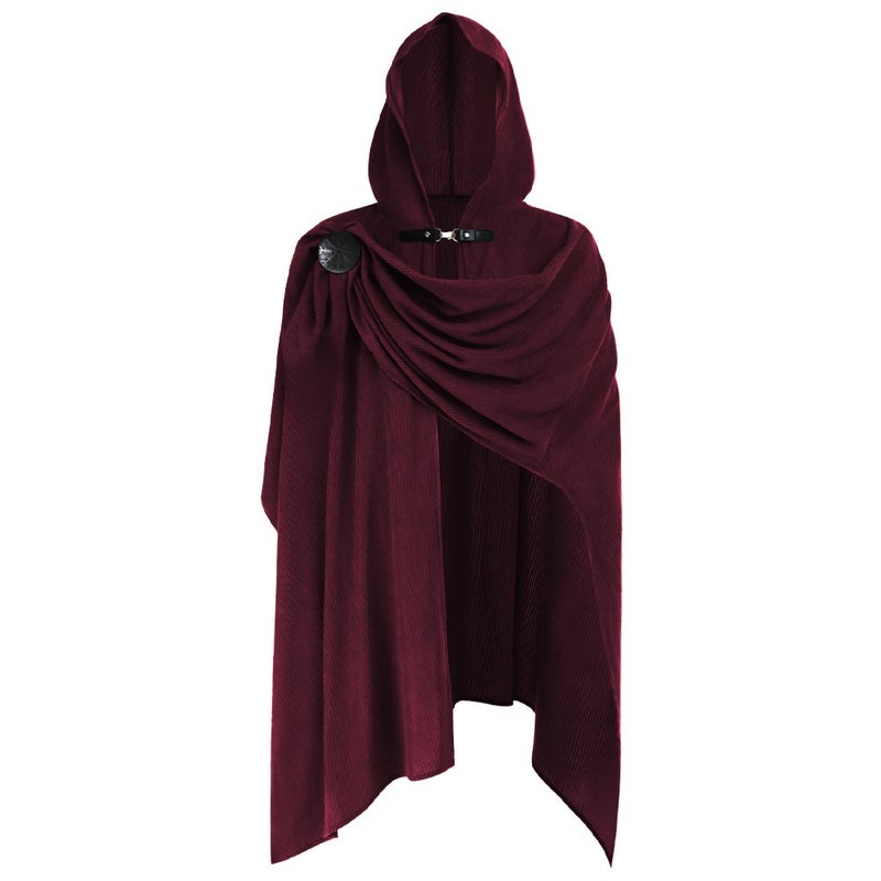 Corduroy Renaissance Cape Cosplay Cloak for Stage Performance, Unisex Medieval Costume