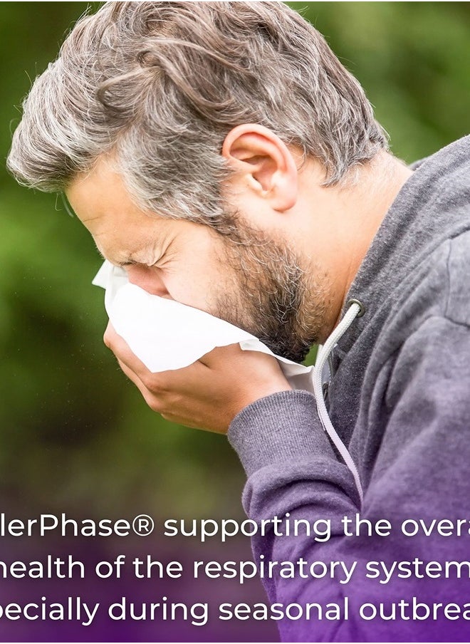 AllerPhase Natural Herbal Sinus and Lung Relief Supplement for Seasonal Respiratory Discomfort Caused by Pollens, Dust, and Dander (30 Vegetarian Capsules)