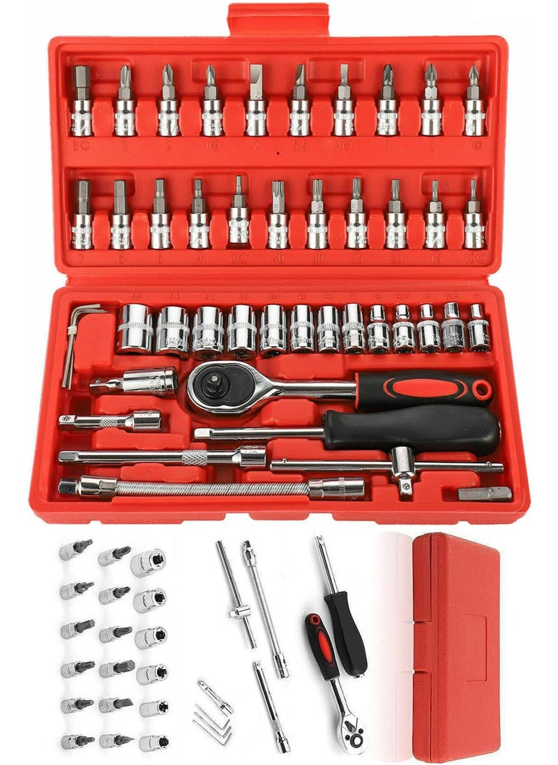 RollsTimi  46-Piece Ratchet Wrench Socket Set Metric Drive Screwdrivers  - Image 1