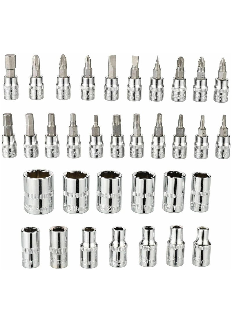 46-Piece Ratchet Wrench Socket Set Metric Drive Screwdrivers