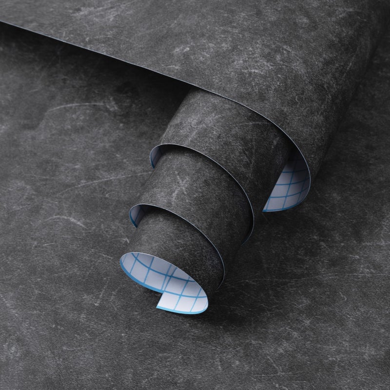 practicalws 15.7'' x 393.7'' Concrete Wallpaper Peel and Stick - Grey Cement Wall Paper for Bedroom - Gray Self-Adhesive Waterproof Contact Paper for Countertop - Textured Vinyl Wrap Stickers for Living Room - Image 1