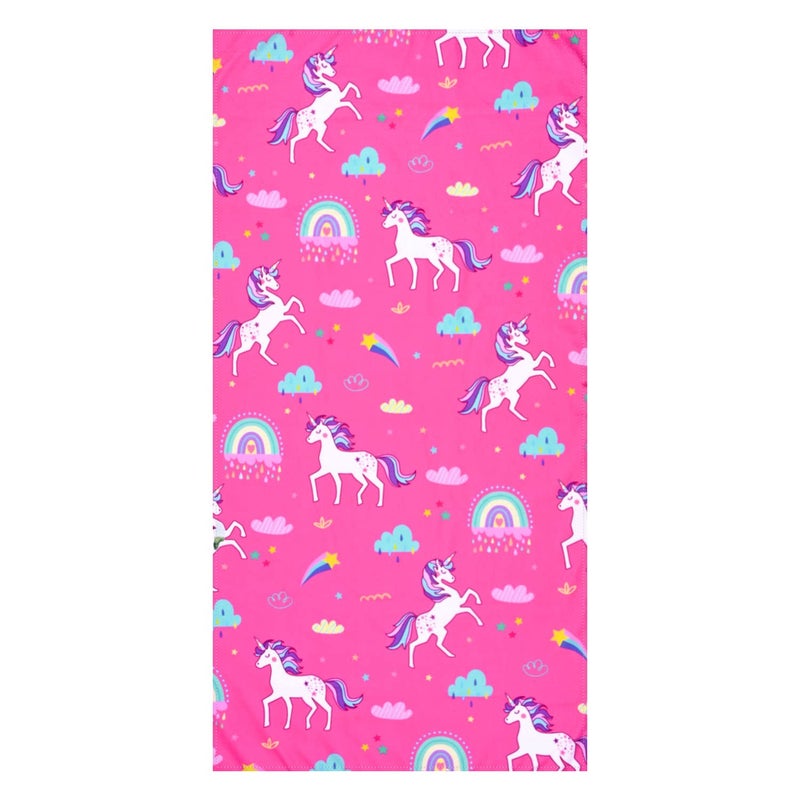 LIVILAN Pink Unicorn Rainbow Beach Towel, Perfect for Kids, Girls, Women, Soft Microfiber Bath, Pool, Swimming Towel, Thin, Quick Dry, Sand Free, Oversized 30" x 60", Cute Unicorn Gifts - Image 1