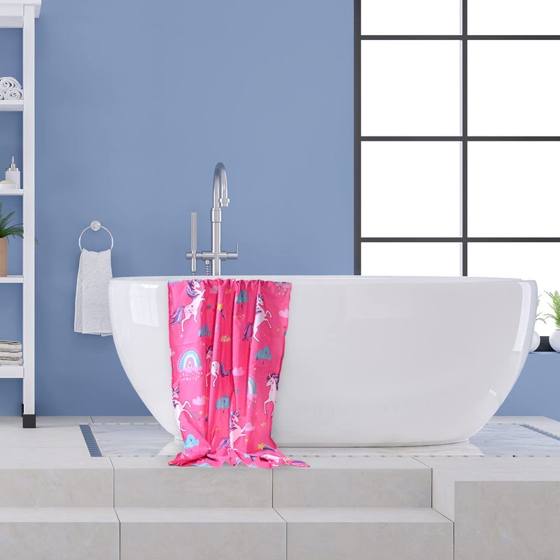 LIVILAN Pink Unicorn Rainbow Beach Towel, Perfect for Kids, Girls, Women, Soft Microfiber Bath, Pool, Swimming Towel, Thin, Quick Dry, Sand Free, Oversized 30" x 60", Cute Unicorn Gifts - Image 3