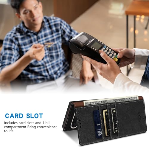 ZZXX for Google Pixel 10/10 Pro Wallet Case with [RFID Blocking] Card Slot Stand Strong Magnetic Leather Flip Fold Protective Phone Case for Google Pixel 10/10 Pro Case Wallet(Black-6.3 inch) - Image 4